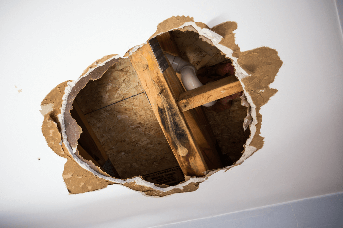 Hole in ceiling